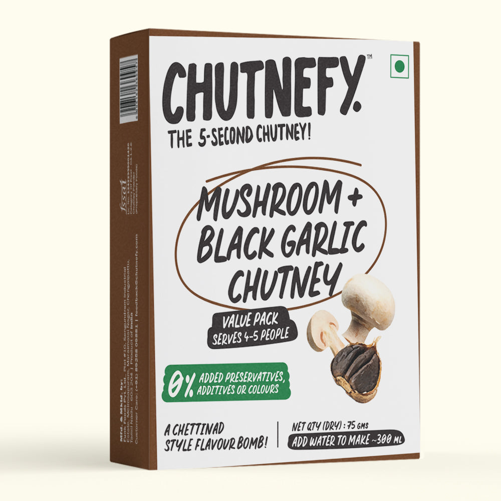 Mushroom & Black Garlic Chutney | Chettinad Style | Medium Spicy| Value Pack
