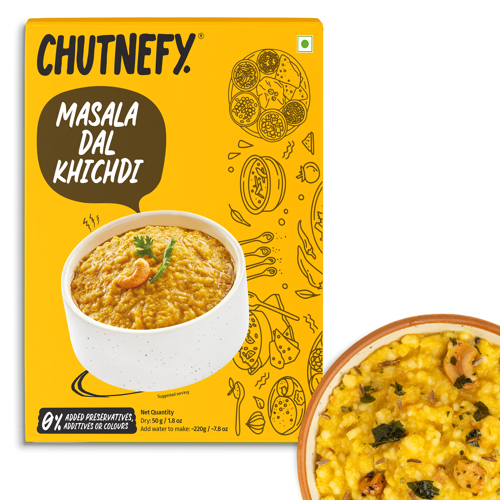 Masala Dal Khichdi | Loaded with Ghee and Nuts | Serves 1-2