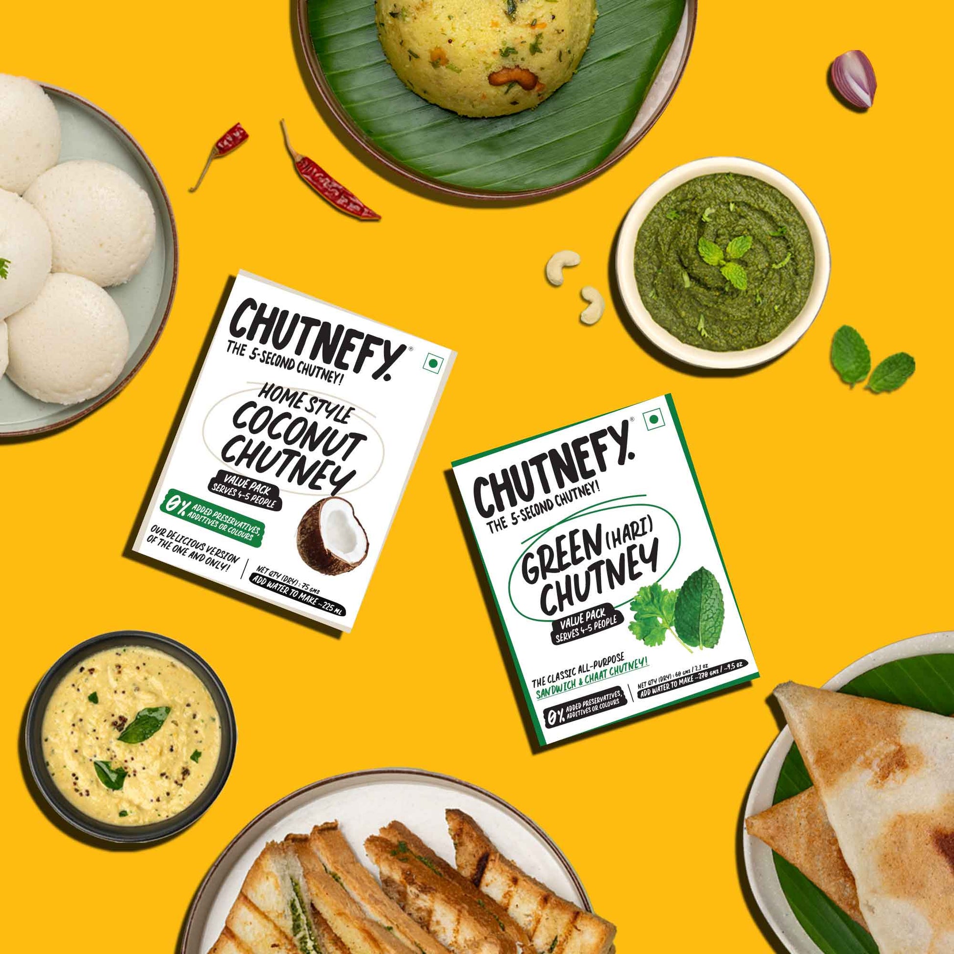 Coconut ,hari chutney 