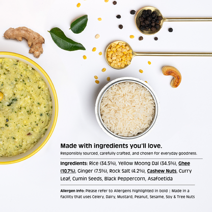 Ghee Pongal [with Coconut Chutney & Sambar]