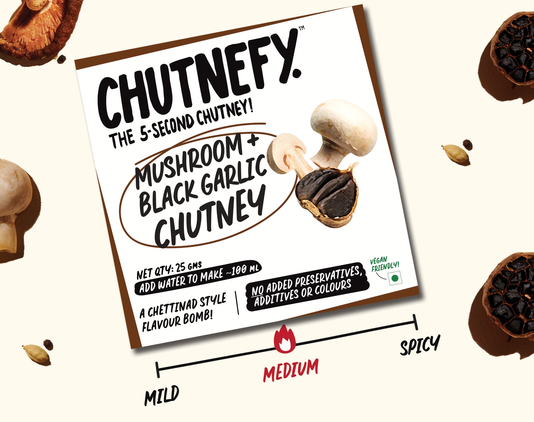 Mushroom & Black Garlic Chutney | Chettinad Style | Medium Spicy