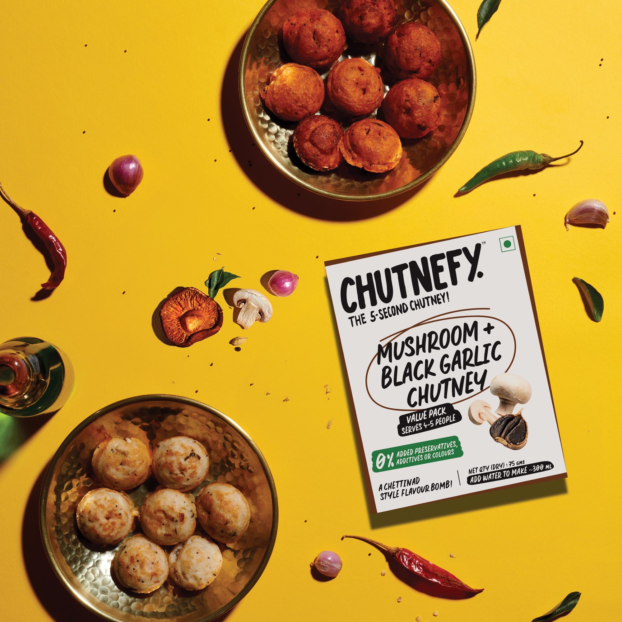 Mushroom & Black Garlic Chutney | Chettinad Style | Medium Spicy | Serves 4 to 5