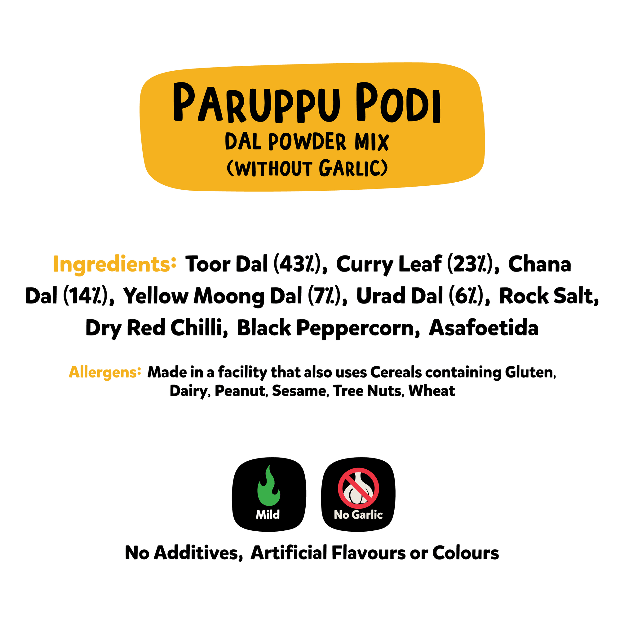 Paruppu Podi (WITHOUT GARLIC) | Dal Mix for Rice | 25% Off