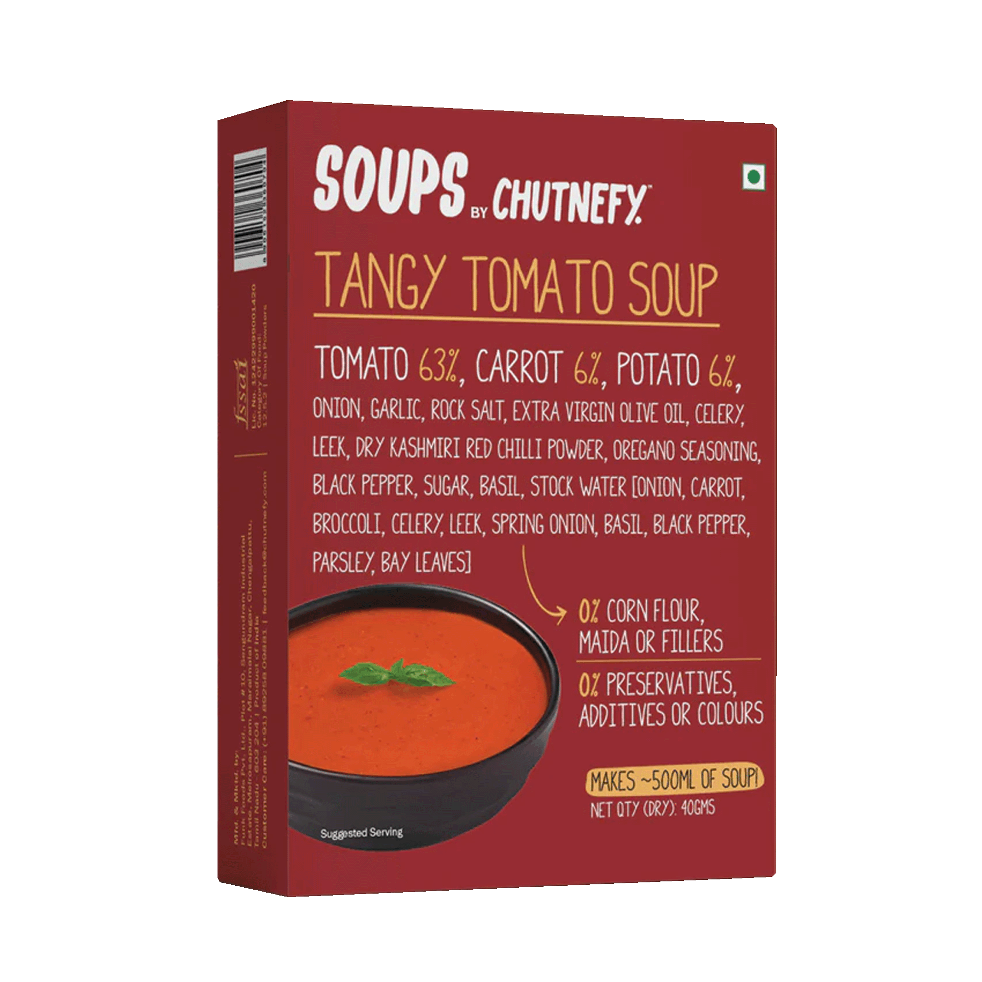 Tangy Tomato Soup (SPICY) | 10X More Veggies | Serves 4 | Zip-Lock Pack | 35% Off