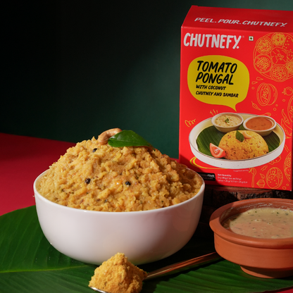Tomato Pongal [with Coconut Chutney & Sambar]