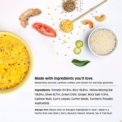 Tomato Pongal [with Coconut Chutney & Sambar]